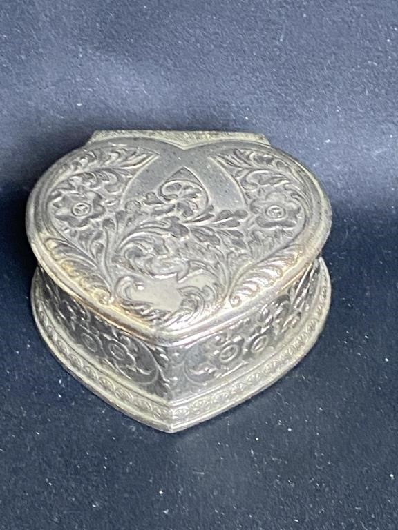 Heart Shaped Metal Lined Ring Box