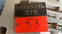 1926 STAUNTON 319 MOTORCYCLE PLATE