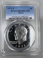 1971-S PCGS PR69 DCAM Ike Silver Dollar