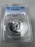 1961 PCGS PR66 Franklin Silver Half Dollar