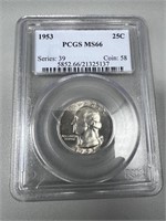1953 PCGS MS66 Washington Silver Quarter