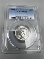 1955-D PCGS MS64 Washington Silver Quarter
