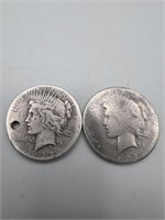 (Times 2) Worn 1922 Silver Peace Dollar