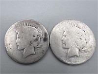 (Times 2) Worn 1922 Silver Peace Dollar