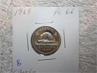 Canadian 1969 .05 cents proof like 66, with cameo