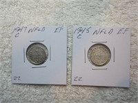 1945c & 1947c Newfoundland 5 cents silver