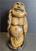 Vintage Hand Carved Bamboo Smiling Buddha