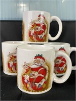 4 Santa Claus Christmas Mugs