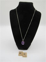 STERLING SILVER WITH AMETHYST PENDANT