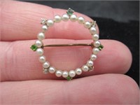 BEAUTIFUL ANTIQUE SEED PEARL AND DIAMOND BROOCH