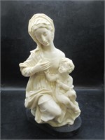 VINTAGE COMPOSITE MOTHER AND CHILD STATUE