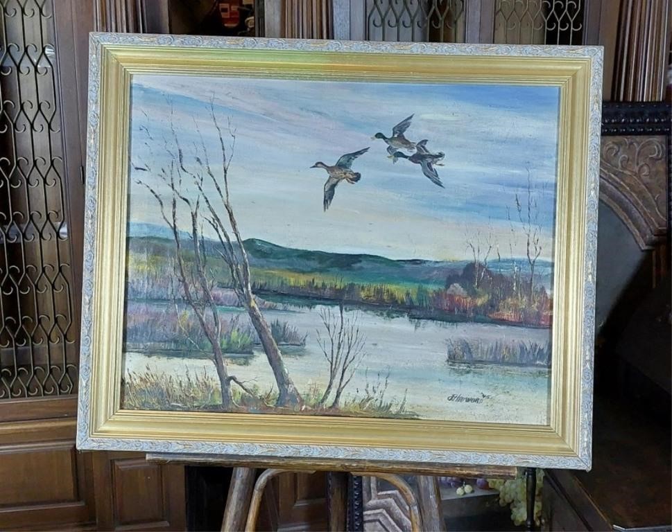 Oil Painting with Geese