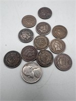 11 Various Date Indian Head Pennies, 1940 Jefferso