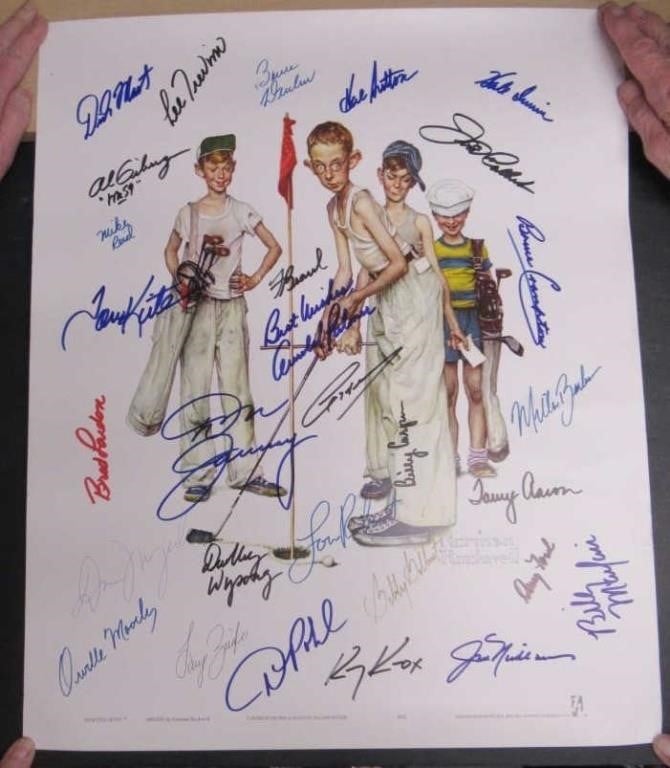 GOLF PRO PEN & INK SIGNED NORMAN ROCKWELL POSTER