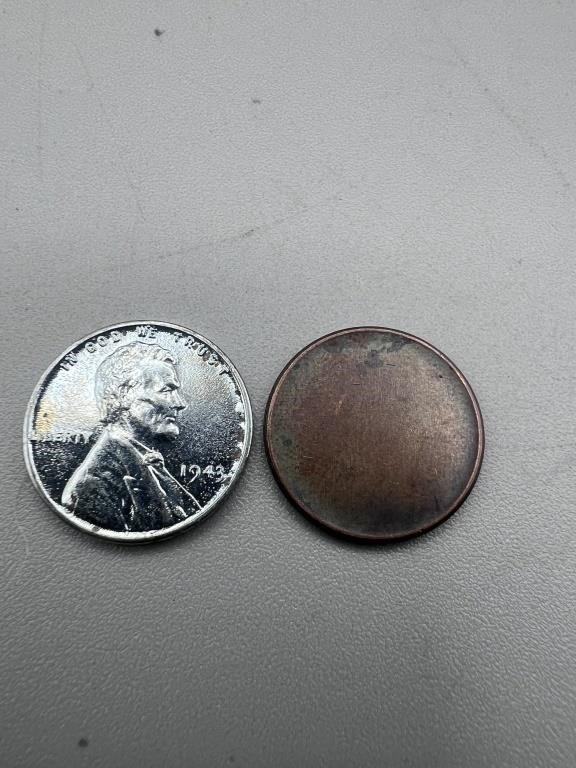 1943 Steel Penny, Blank Copper Penny
