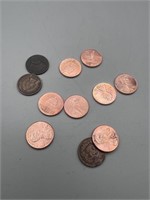 8 2009 Pennies, 3 Various Date Indian Head Pennies