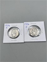 (Times 2) 1936-D Washington Silver Quarters