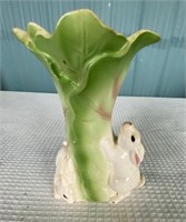 Cabbage Leaf With Rabbit Vase