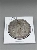 1921 Morgan Silver Dollar, hole in coin