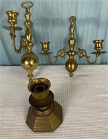 Brass Wall Scones And Candle Holder
