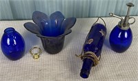 Assorted Cobalt Blue Glass Items