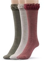SILKY TOES 3 Pairs Ladies Boot Socks With Lace