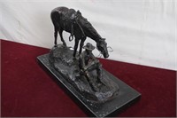 Bronze Cowboy & Horse Sculpture / Signed