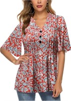 HOCOSIT Women's Floral Print Tunic Top