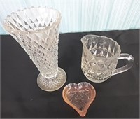 Diamond Design Glass Vase, Creamer