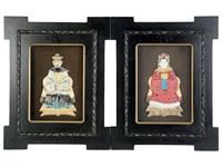 Pair of Chinese Ancestral Cloth Figures in Frames