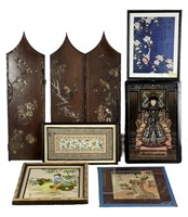 Group of Asian/ Chinese Framed Art & Wood Panels