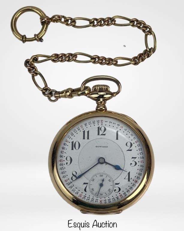 Antique Howard 17 Jewels Pocket Watch in Gold