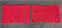 Red Crocheted Doilies 15''x9''