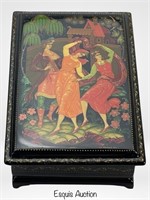 Russian Palekh Hand Painted Lacquer Box