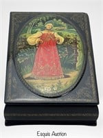 Russian Fedoskino Hand Painted Lacquer Box