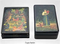 Russian Hand Painted Lacquer Boxes- Palekh & Fedos
