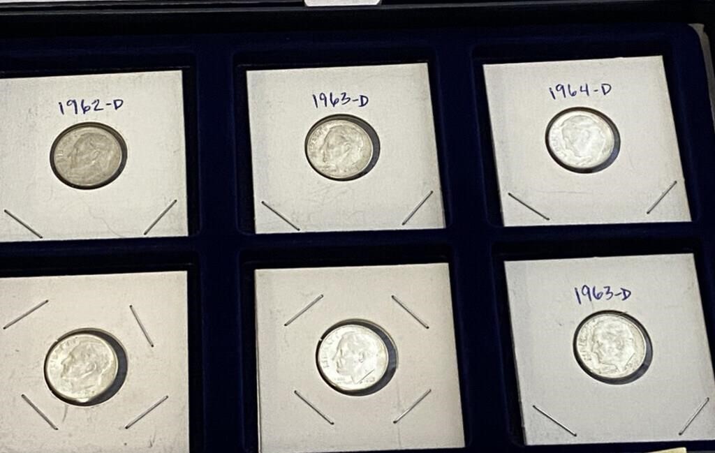 SILVER Roosevelt Dime Collection of 6 Pre 1965