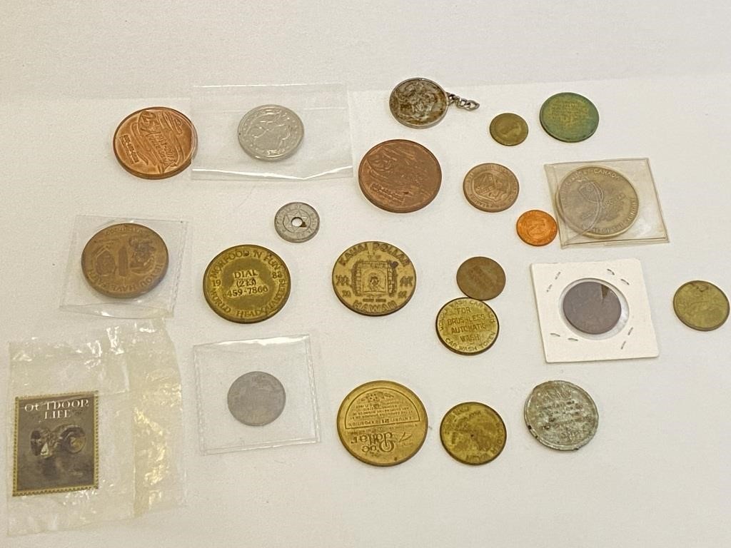 Over 20 Assorted Tokens/Coins