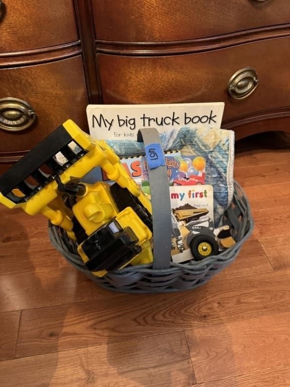 Basket Of Truck Theme Books And Toys