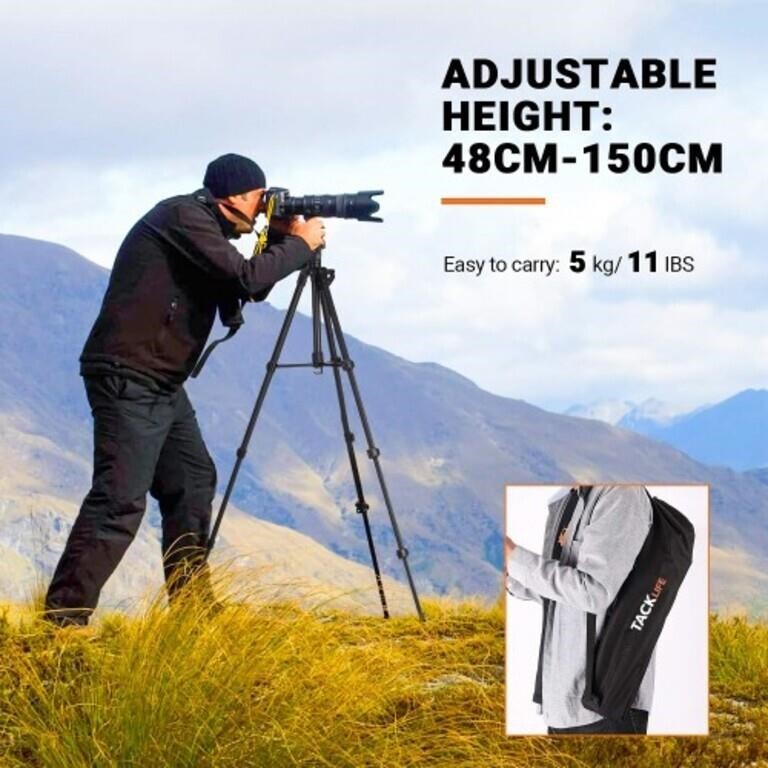 TACKLIFE 60-Inch Lightweight Aluminum Tripod f