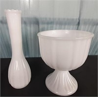 Milk Glass Compote & Bud Vase