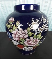 Blue Floral Oriental Ginger Jar Vase