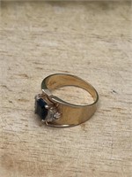 14k Yellow Gold Ring Size 8 MARKED Black Stone