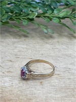 14k Yellow Gold Ring Size 8 MARKED Ruby Stones