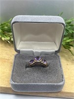 Pretty 10k Yellow Gold Ring Size 7 MARKED Purple