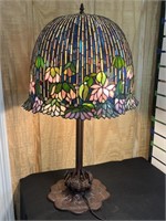33" Flowering Lotus Tiffany Style Lamp Tri-Bulb