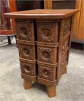 Antique Solid Heavy Oak 6-Drawer Sewing Cabinet