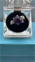 NWT Sterling Silver and Amethyst Ring. Size 9.5