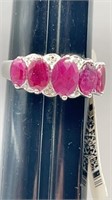 Alluring Faceted Ruby and Sterling Silver Ring.