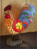 16" Stained Glass Tiffany Style Rooster Lamp